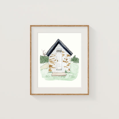 Cape Cod Building Art Print | Watercolor and Ink