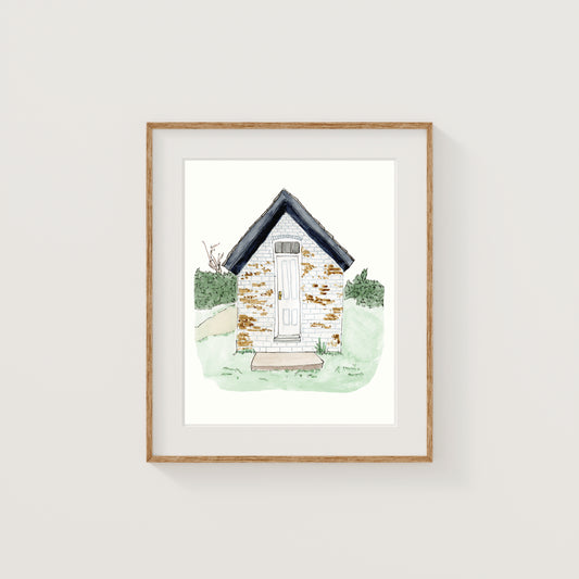 Cape Cod Building Art Print | Watercolor and Ink