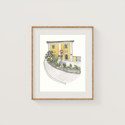 Germany Building Art Print | Watercolor and Ink