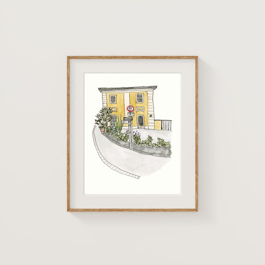 Germany Building Art Print | Watercolor and Ink
