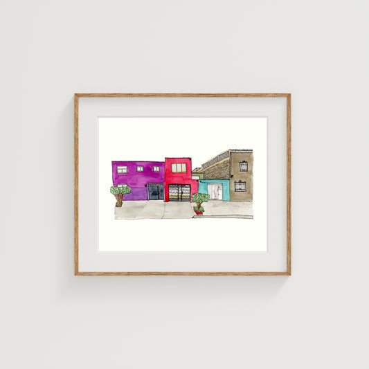 Mexico City Buildings Art Print | Mexico | Watercolor and Ink
