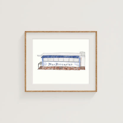Miss Worcester Diner Art Print | Worcester, MA | Watercolor and Ink
