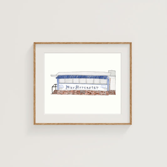 Miss Worcester Diner Art Print | Worcester, MA | Watercolor and Ink