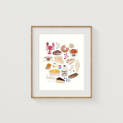 New England Foods Collection (Simplified) Art Print | Watercolor and Ink