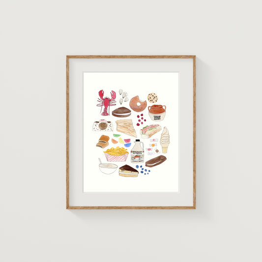 New England Foods Collection (Simplified) Art Print | Watercolor and Ink