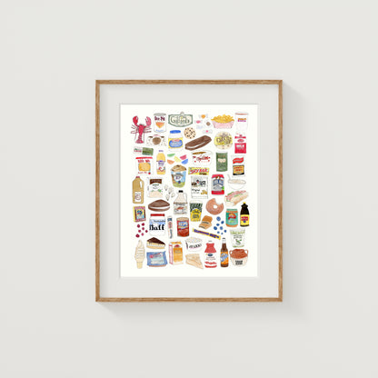 New England Foods Art Print | Watercolor and Ink