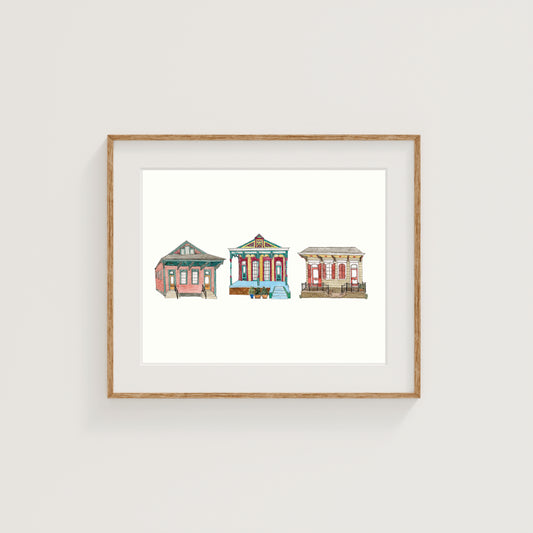 Houses of New Orleans Art Print | Watercolor and Ink