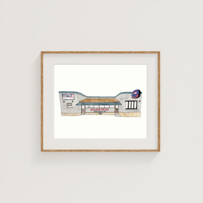 Parkway Diner Art Print | Worcester, MA | Watercolor and Ink