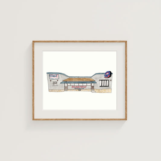 Parkway Diner Art Print | Worcester, MA | Watercolor and Ink