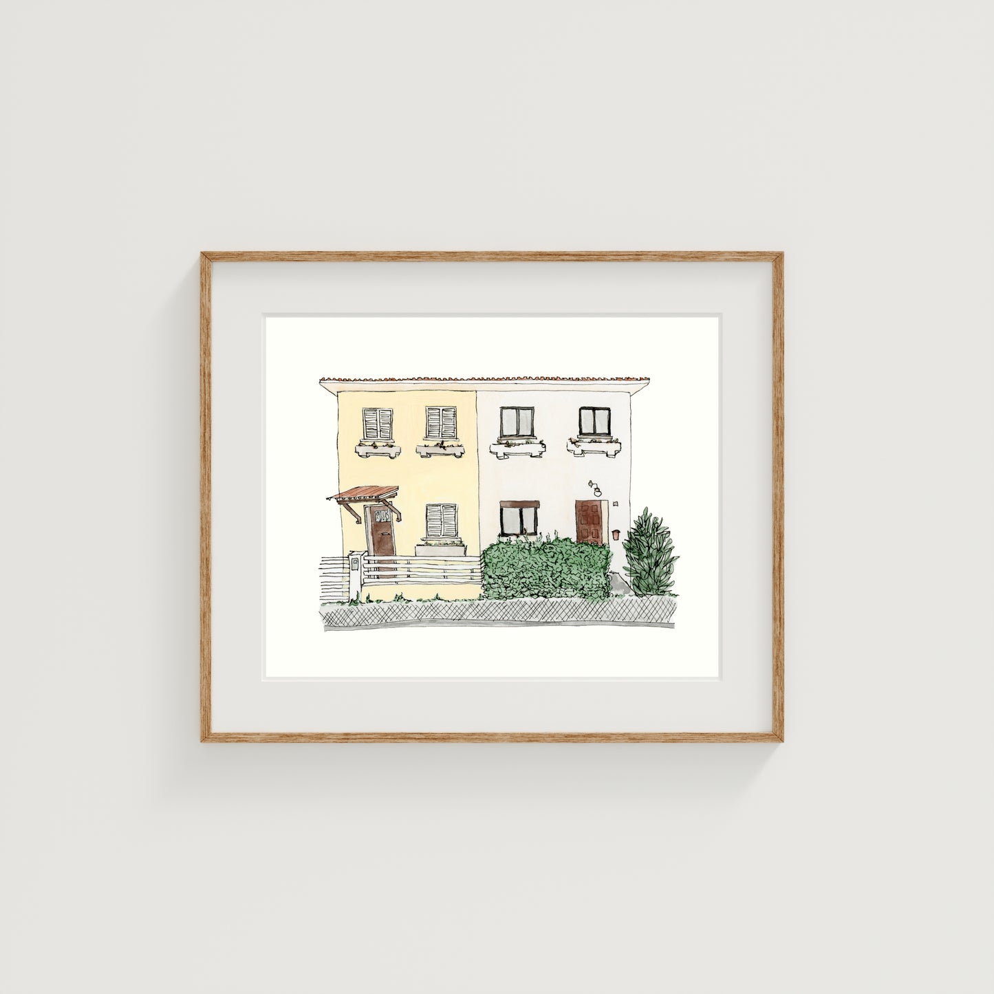 Portugal Houses Art Print | Watercolor and Ink