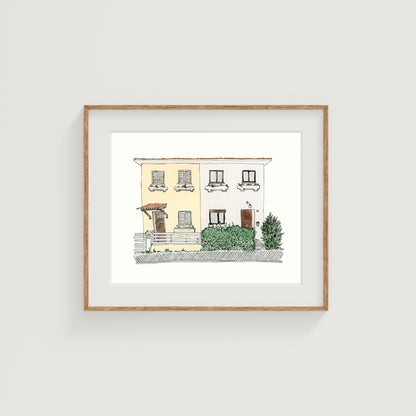 Portugal Houses Art Print | Watercolor and Ink