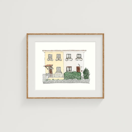 Portugal Houses Art Print | Watercolor and Ink