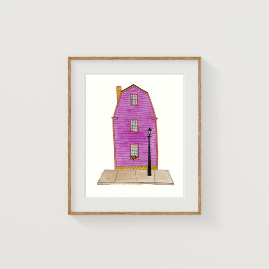 Purple New England House Art Print | Providence | Watercolor and Ink