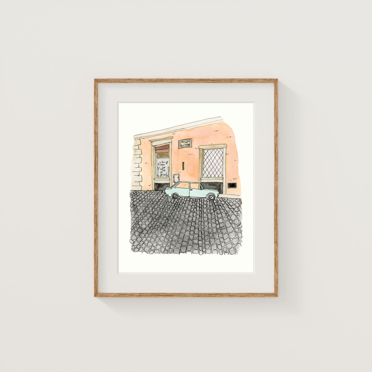 Rome City Street Scene Art Print | Watercolor and Ink