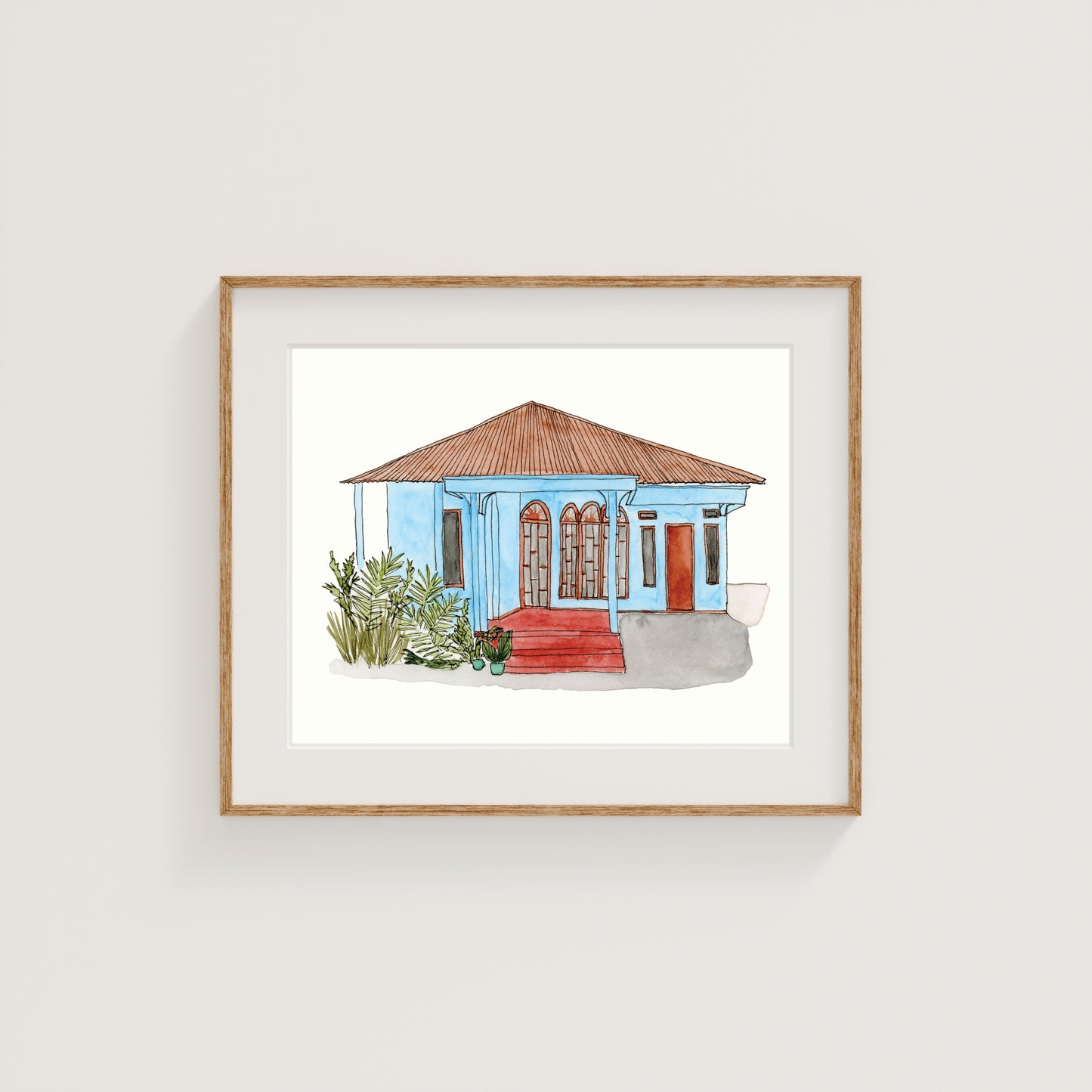 Thailand House Art Print | Watercolor and Ink