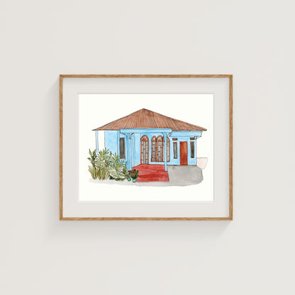 Thailand House Art Print | Watercolor and Ink