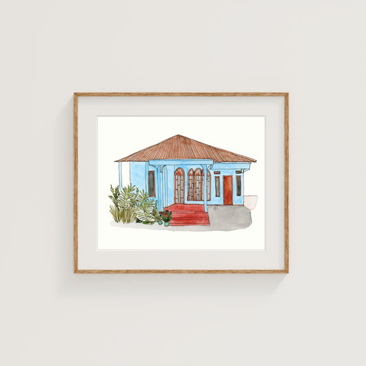 Thailand House Art Print | Watercolor and Ink
