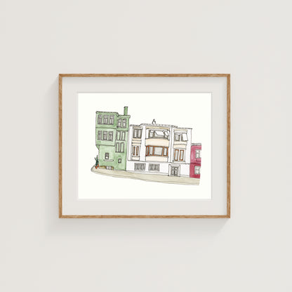 Istanbul Street Scene Art Print | Watercolor and Ink