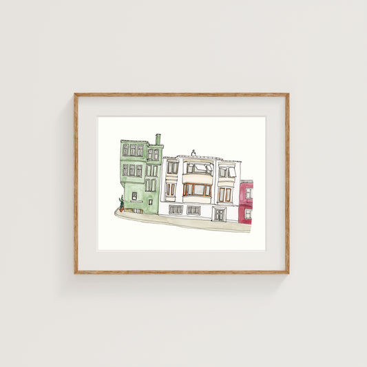 Istanbul Street Scene Art Print | Watercolor and Ink