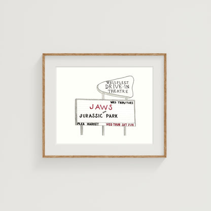 Wellfleet Drive-In Art Print | Cape Cod | Gouache, Watercolor, and Ink