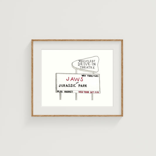 Wellfleet Drive-In Art Print | Cape Cod | Gouache, Watercolor, and Ink