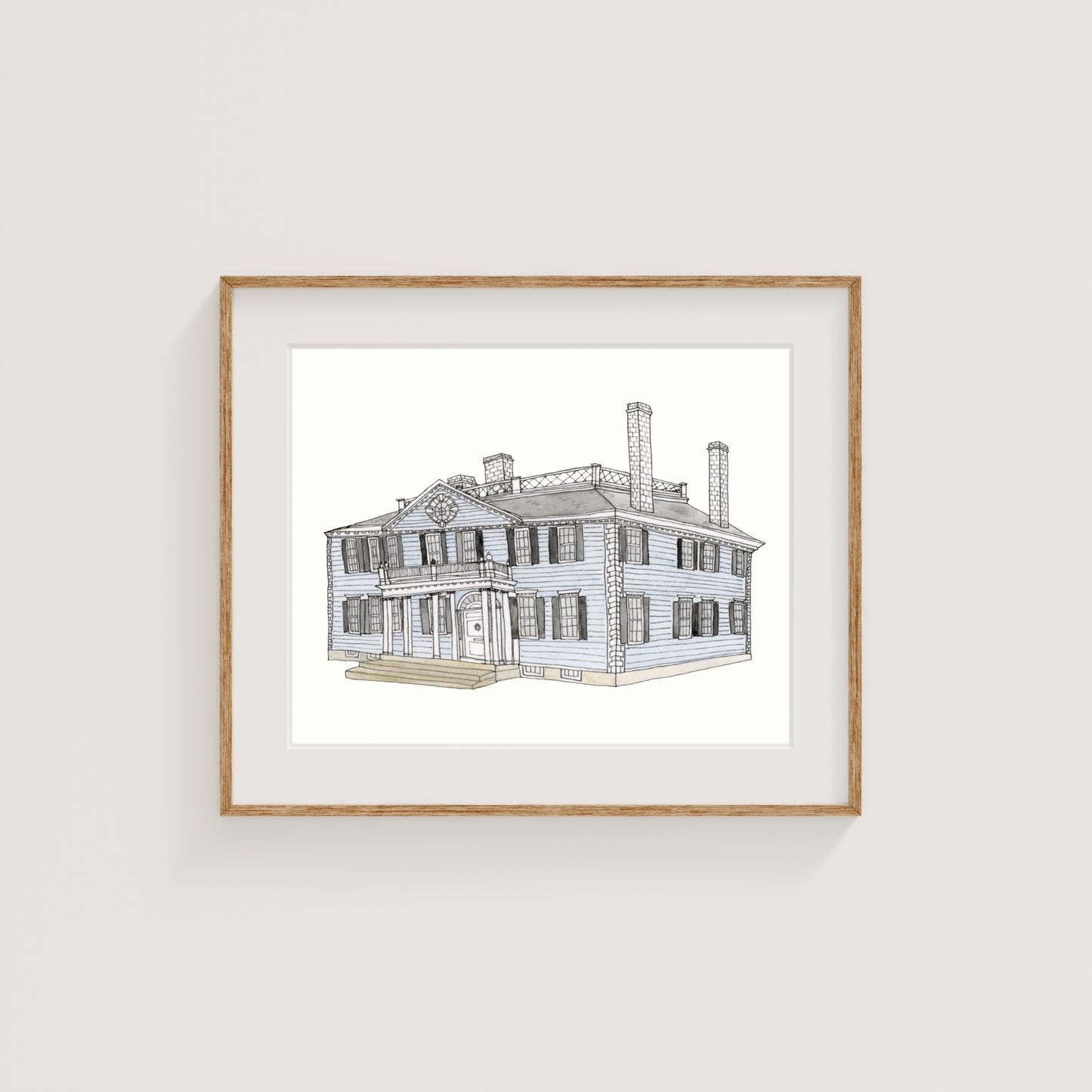 Salisbury Mansion Art Print | Worcester | Watercolor and Ink