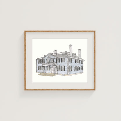 Salisbury Mansion Art Print | Worcester | Watercolor and Ink