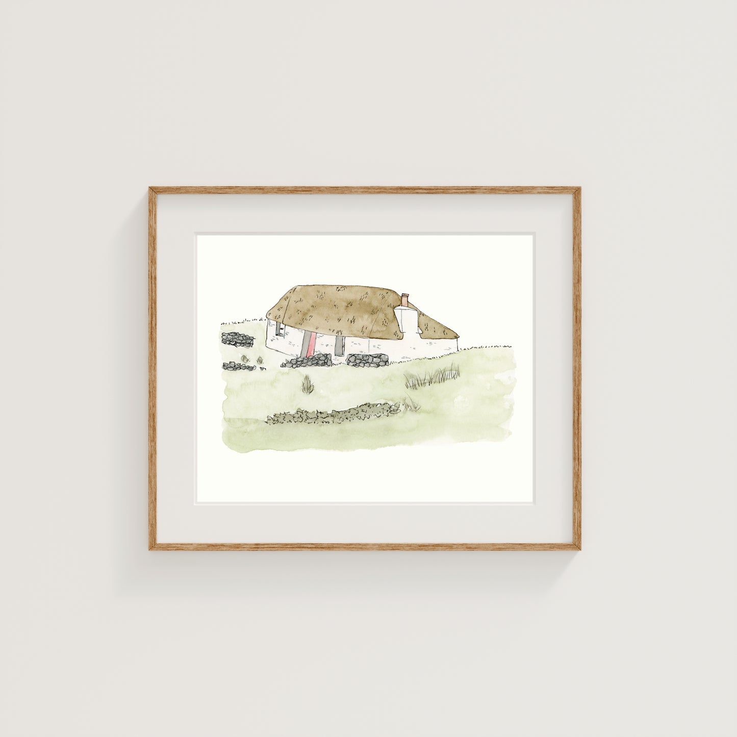 Scotland Highlands Cottage Art Print | Watercolor and Ink