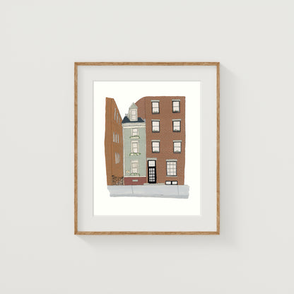 Boston's Spite House Art Print | Gouache and Ink