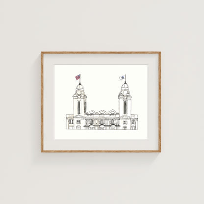 Union Station Art Print | Worcester | Watercolor and Ink