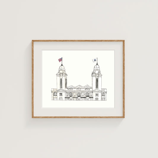 Union Station Art Print | Worcester | Watercolor and Ink