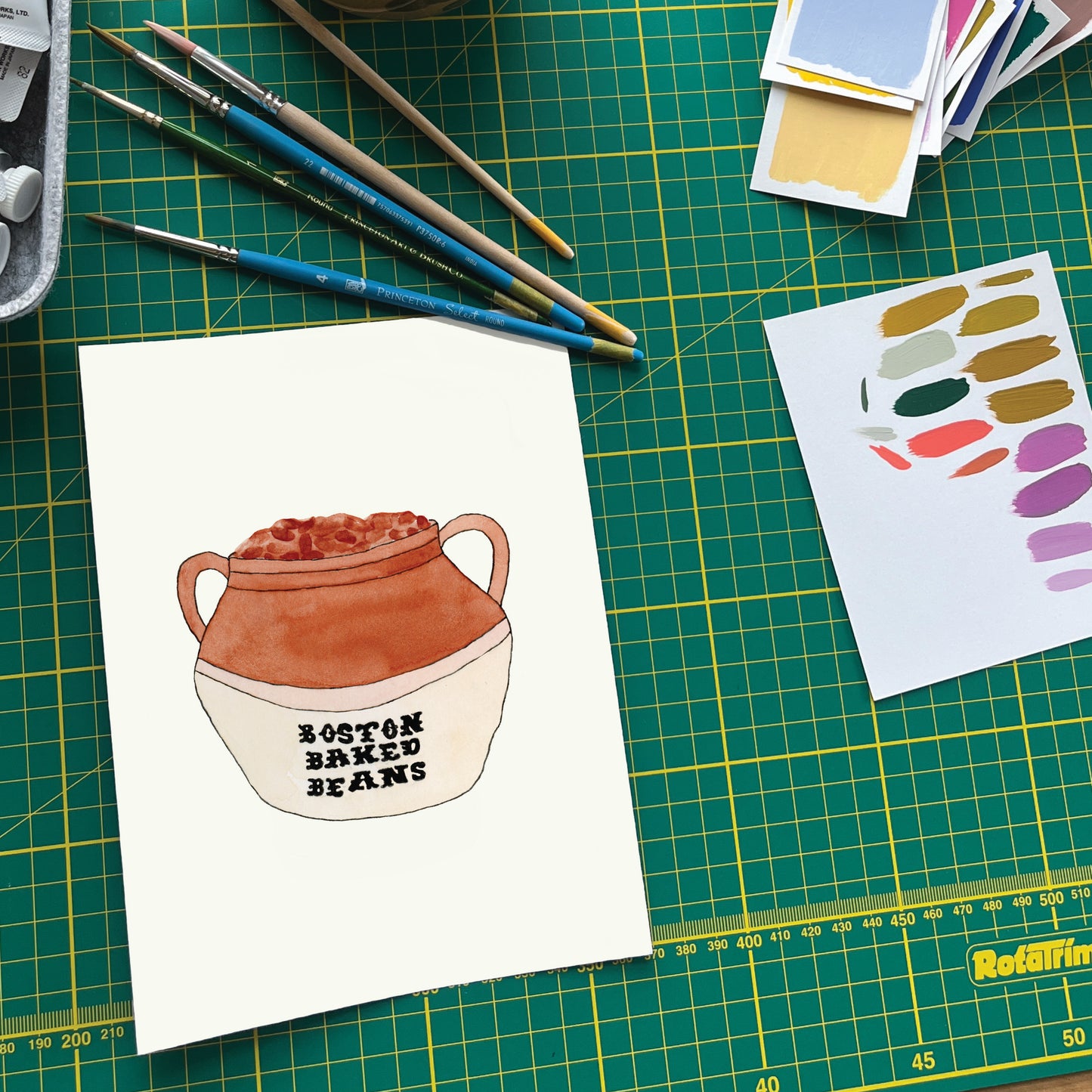 Boston Baked Beans | New England Food | Watercolor and Ink