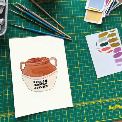 Boston Baked Beans | New England Food | Watercolor and Ink