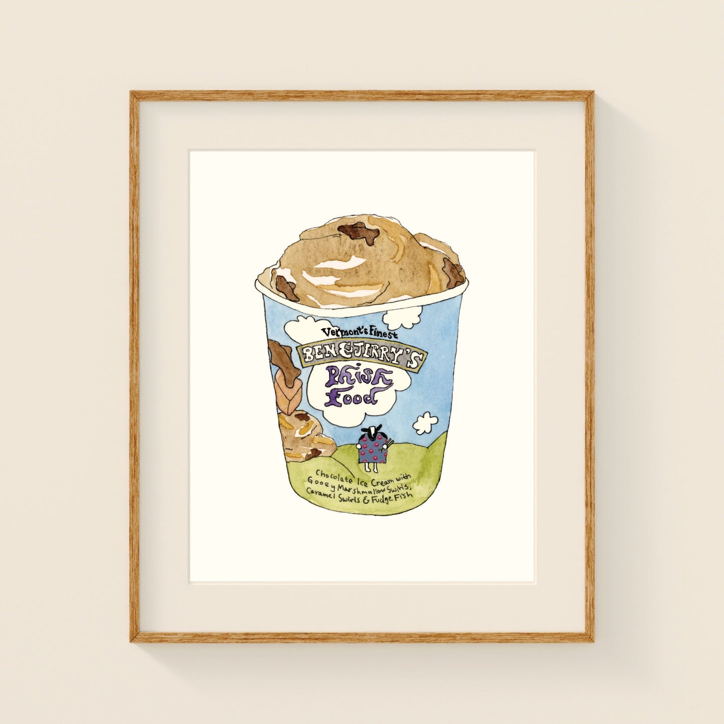Ben & Jerry's Ice Cream | New England Food | Watercolor and Ink