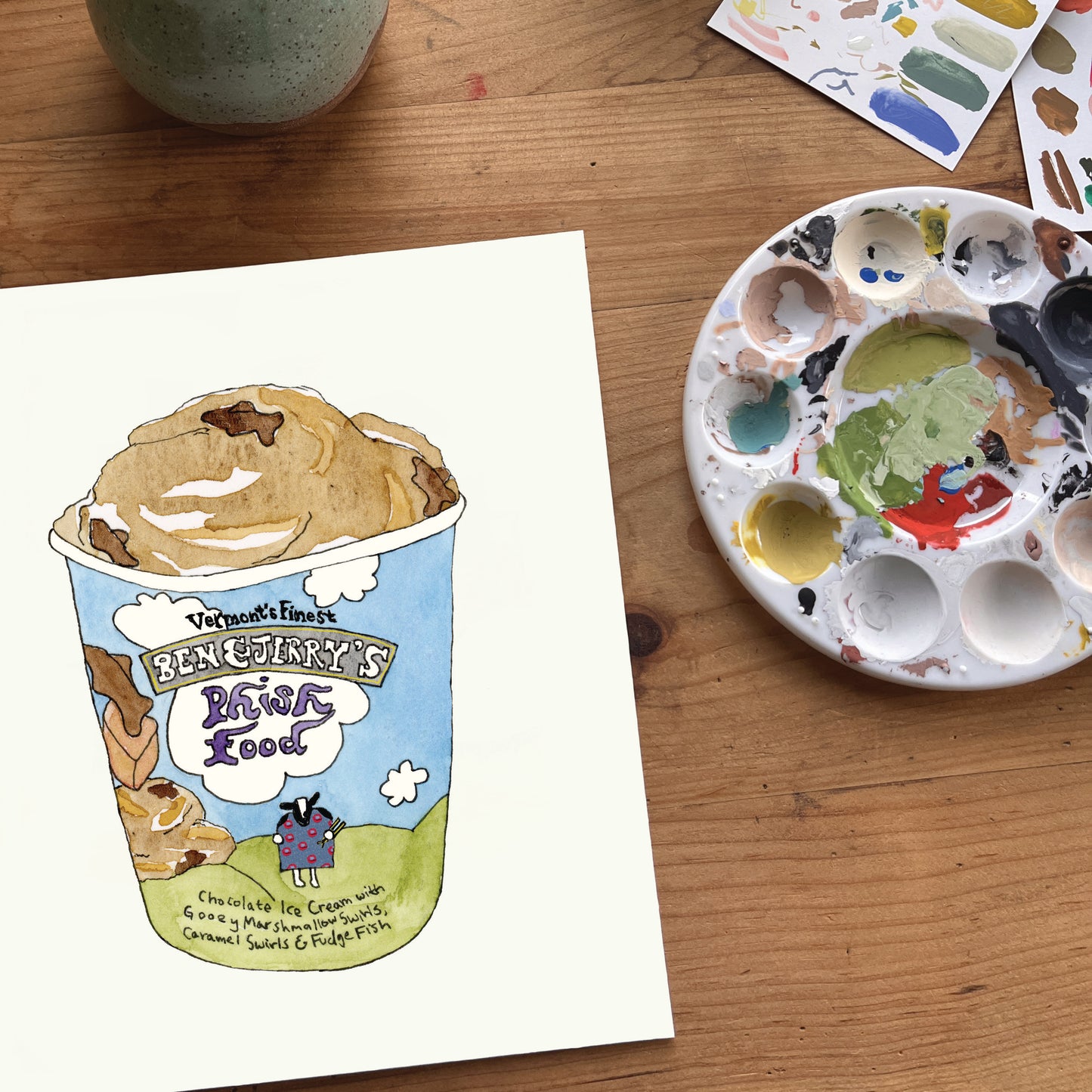 Ben & Jerry's Ice Cream | New England Food | Watercolor and Ink