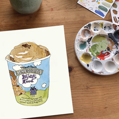 Ben & Jerry's Ice Cream | New England Food | Watercolor and Ink