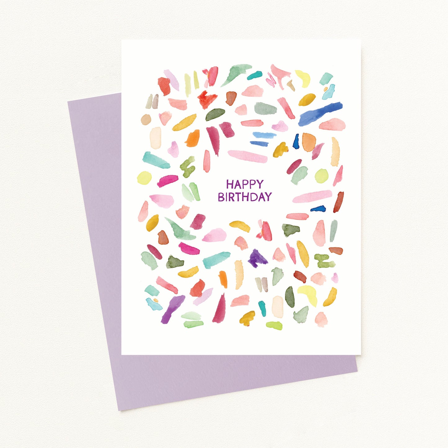 Happy Birthday Greeting Card - Colorful Watercolor Confetti