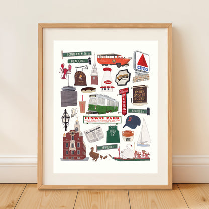 Boston, MA Collection Art Print | Gouache and Ink