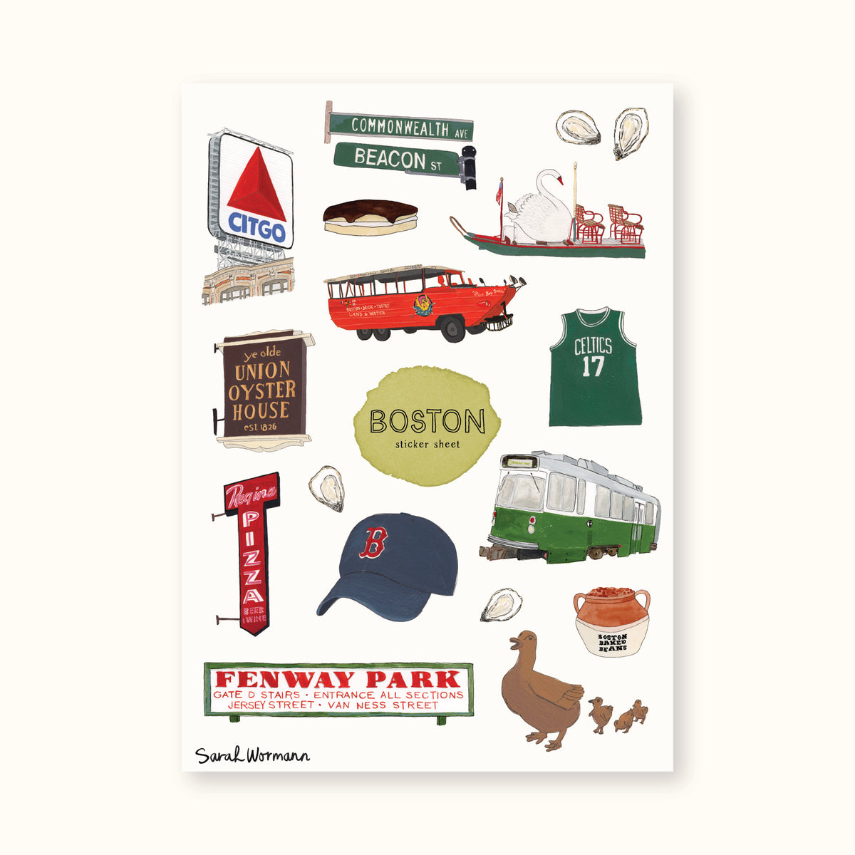 Boston sticker sheet