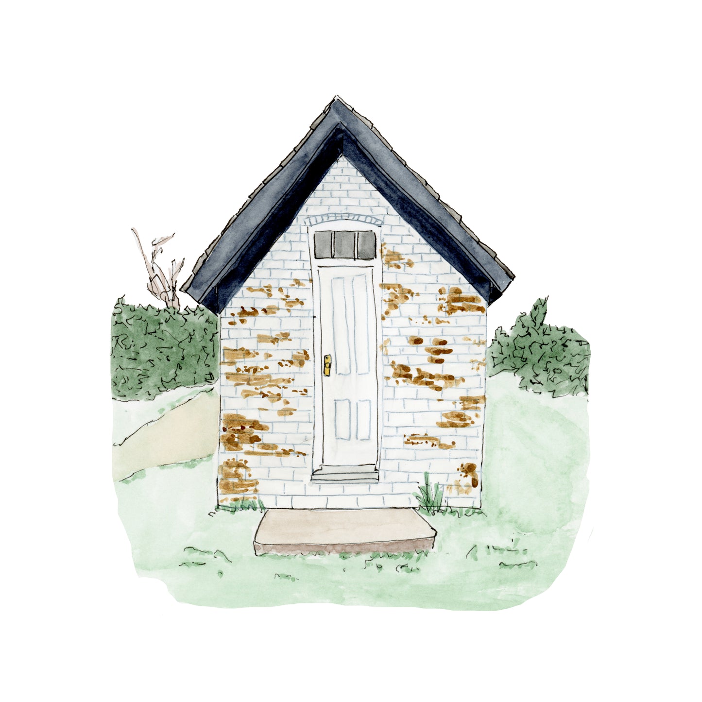 Cape Cod Building Art Print | Watercolor and Ink