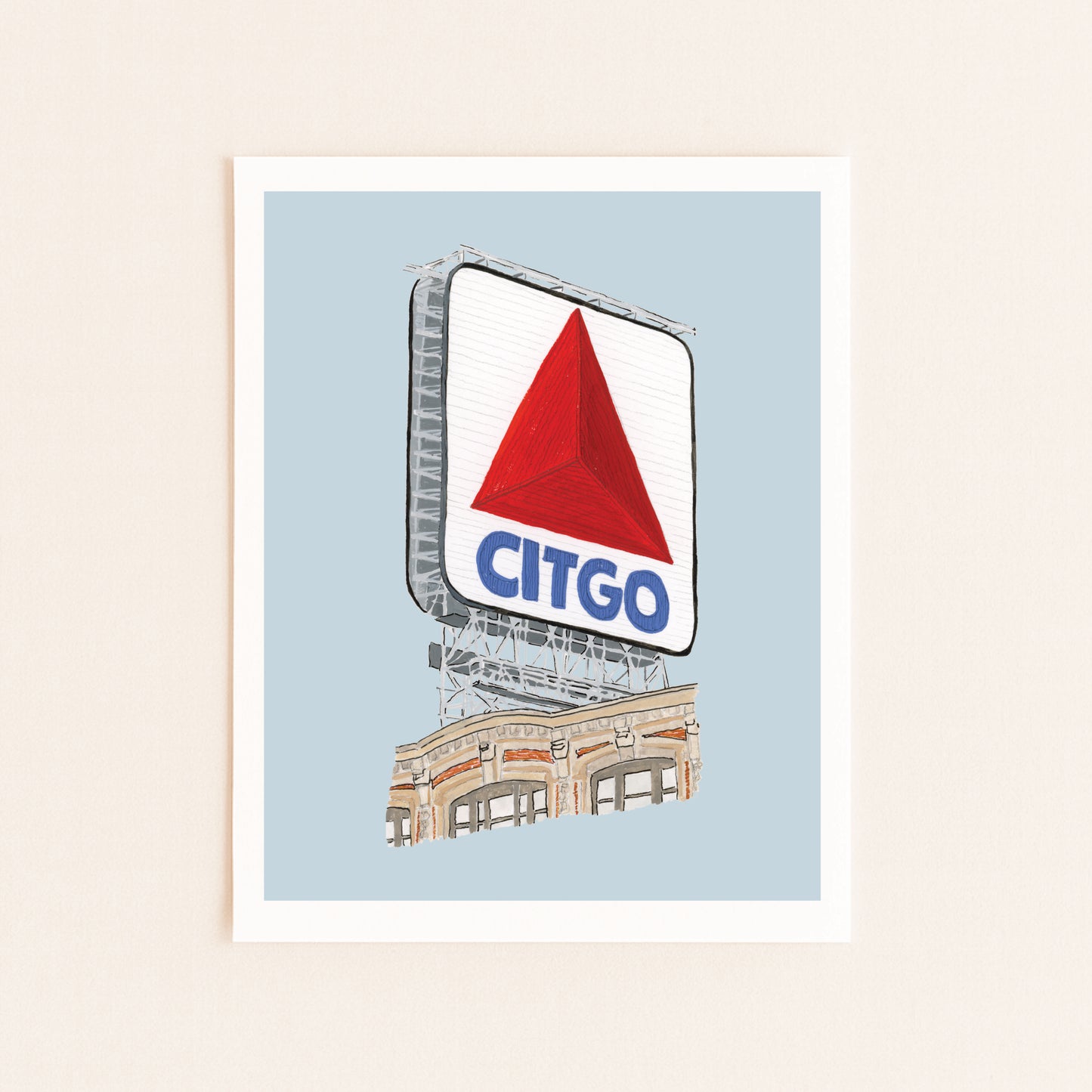 Boston Citgo Sign Art Print | Gouache and Ink