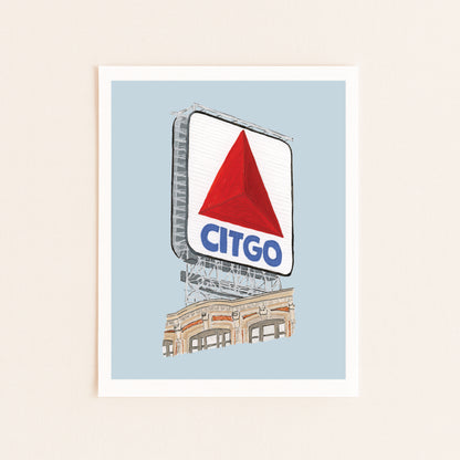 Boston Citgo Sign Art Print | Gouache and Ink