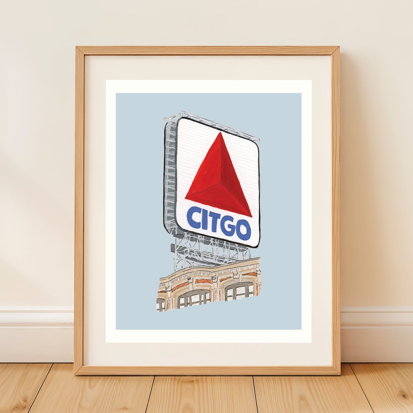 Boston Citgo Sign Art Print | Gouache and Ink