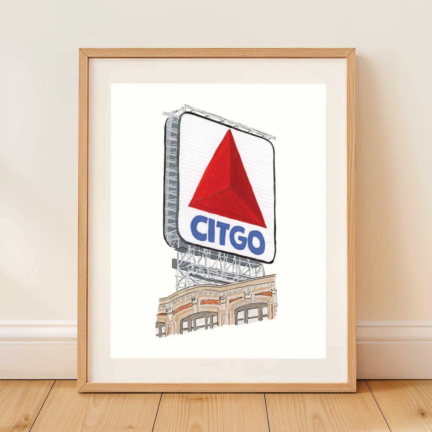 Boston Citgo Sign Art Print | Gouache and Ink