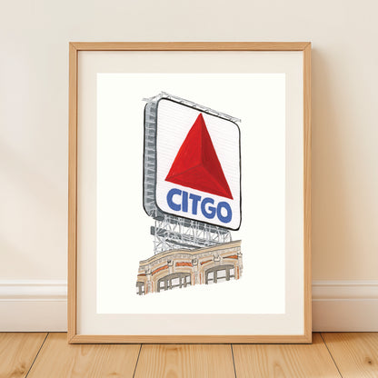 Boston Citgo Sign Art Print | Gouache and Ink