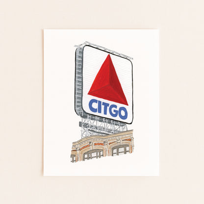 Boston Citgo Sign Art Print | Gouache and Ink