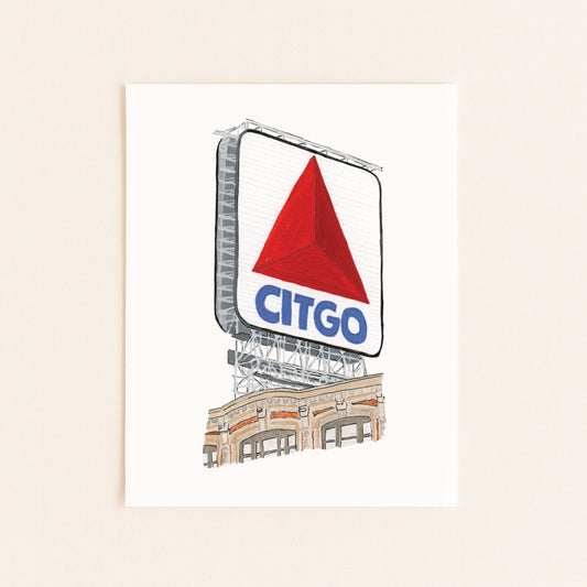 Boston Citgo Sign Art Print | Gouache and Ink