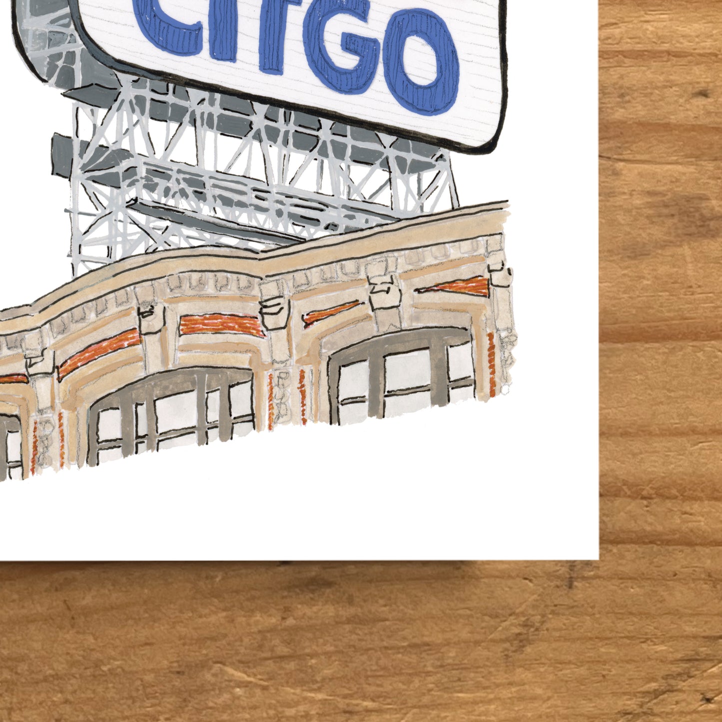 Boston Citgo Sign Art Print | Gouache and Ink
