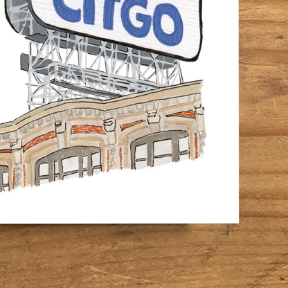 Boston Citgo Sign Art Print | Gouache and Ink
