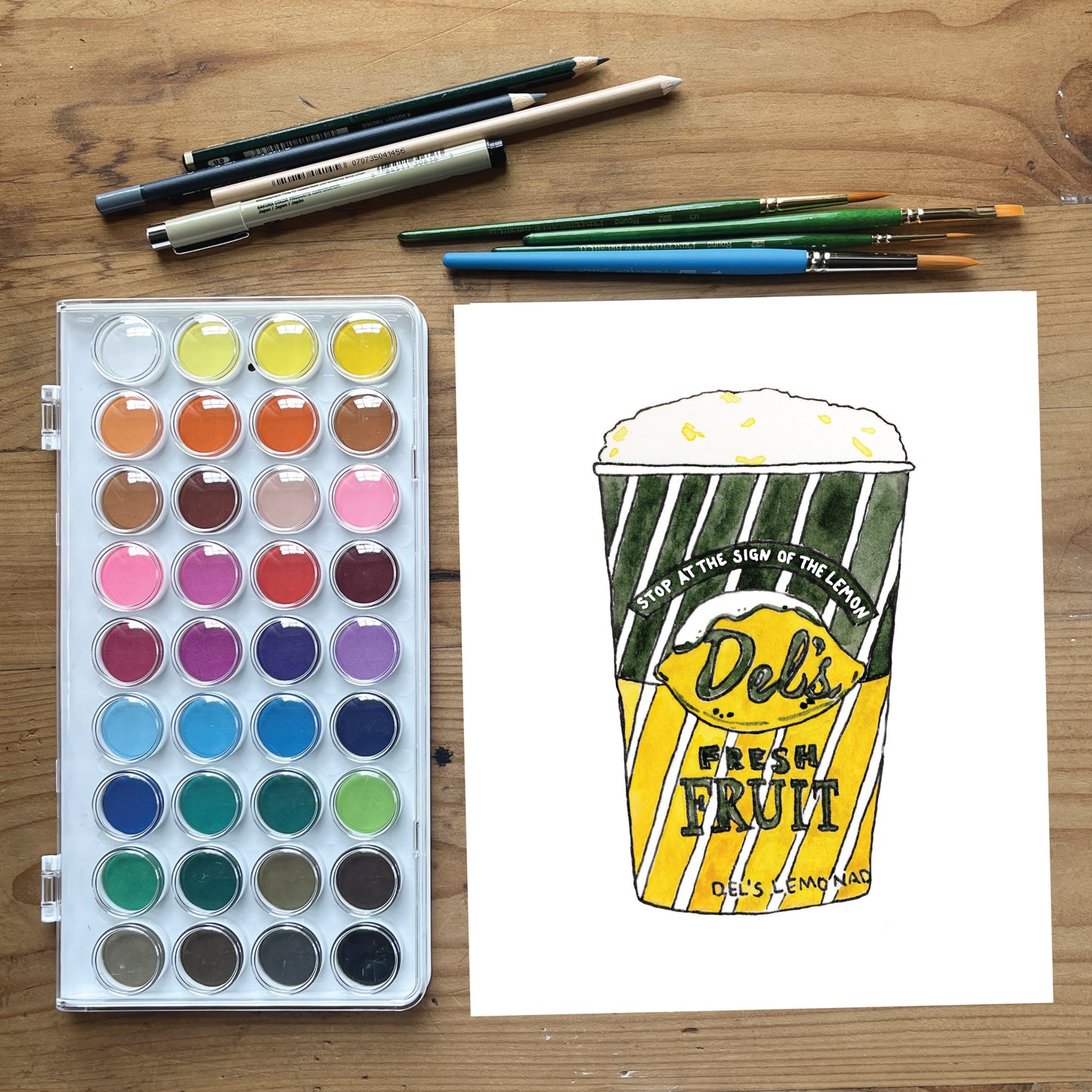 Del's Lemonade | New England Food | Watercolor and Ink